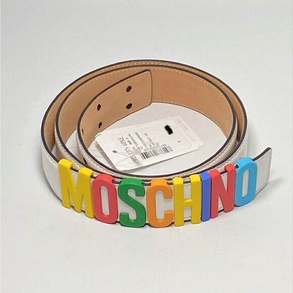 Moschino Multicolor Logo Buckle Leather Belt size 50/34” main image 10